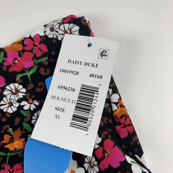 Skinny Dippers Bikini Bottoms Womens XL Black Multi Floral Dora Ruffled Swimwear - Picture 3 of 7